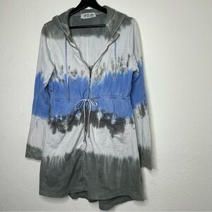 Coin 1804 Tie Dye Robe Swimsuit Coverup Cover Up Long Hoodie Zipper Zip up